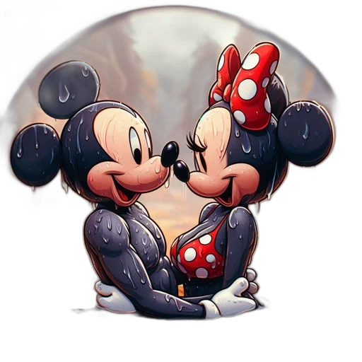 concept art, comic book art, photorealistic, cartoon, fog, two, iconic, mice transparent PNG cut-out