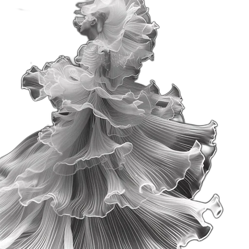 dress, flower, crown, hair, 3d render, photorealistic, concept art, fantasy art transparent PNG cut-out