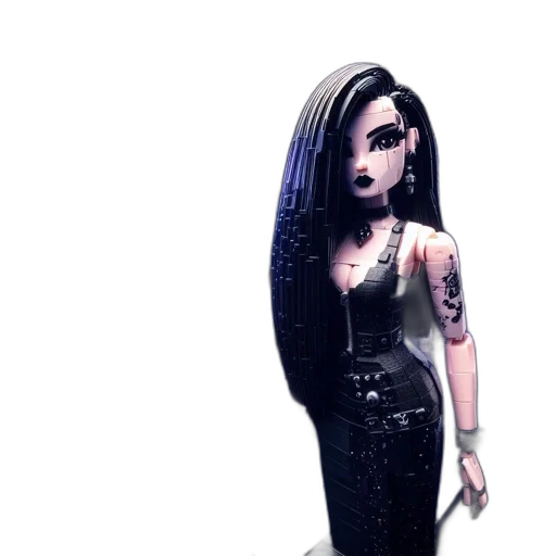 dress, hair, concept art, cartoon, 3d render, fantasy art, dark, futuristic transparent PNG cut-out