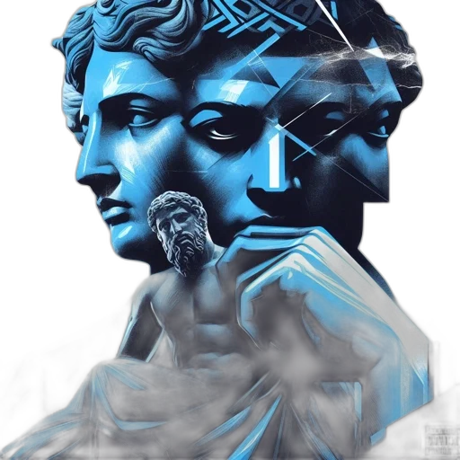 crown, face, mask, vaporwave, concept art, photorealistic, fantasy art, blue transparent PNG cut-out