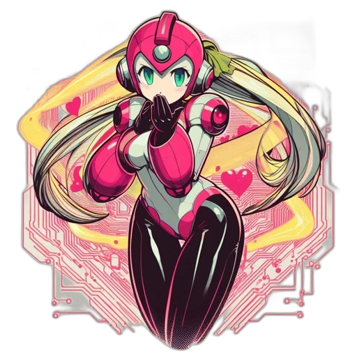 robot, concept art, pixel art, anime, comic book art, red, neon, colorful transparent PNG cut-out