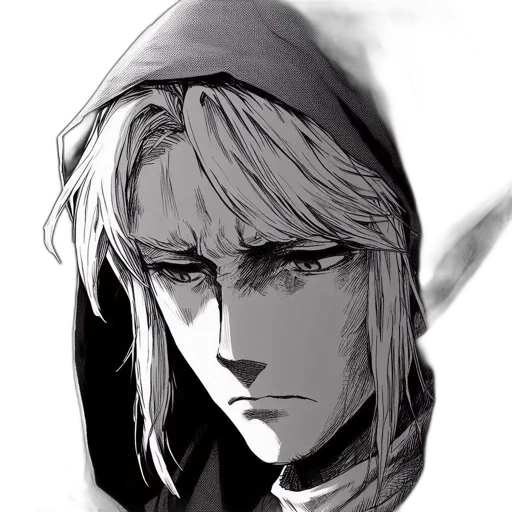 face, mask, sword, hat, concept art, comic book art, anime, fantasy art transparent PNG cut-out