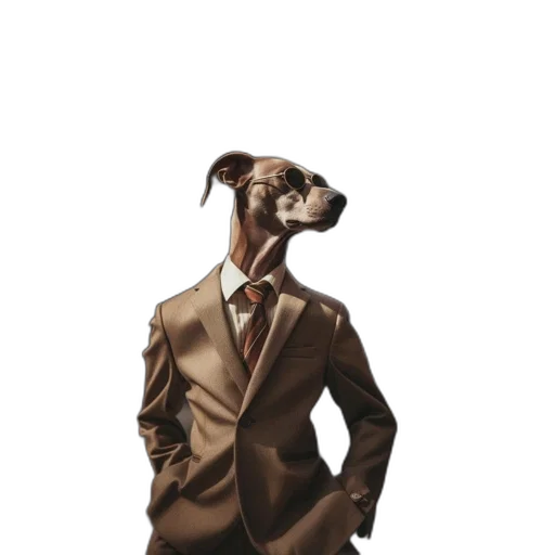 staff, jacket, animal, photorealistic, concept art, cartoon, 3d render, earth tones transparent PNG cut-out