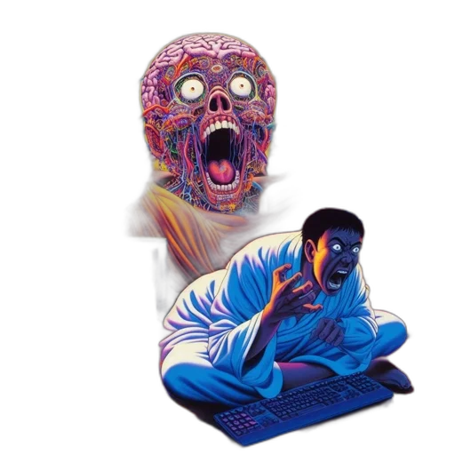 mask, creature, face, robot, vaporwave, concept art, pixel art, cyberpunk transparent PNG cut-out