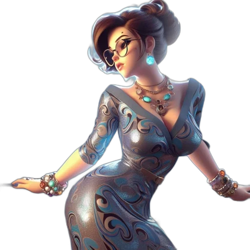 dress, staff, robot, concept art, fantasy art, cyberpunk, comic book art, blue transparent PNG cut-out
