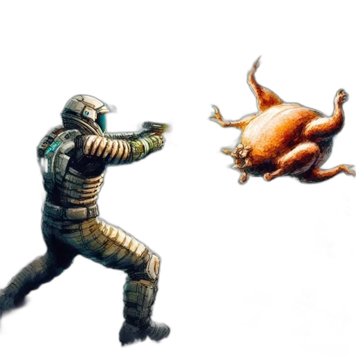 animal, creature, weapon, concept art, fantasy art, pixel art, 3d render, outer space transparent PNG cut-out