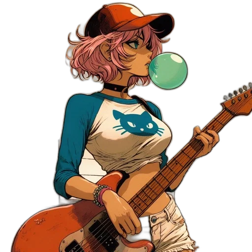 concept art, comic book art, cartoon, anime, pastel, colorful, girl, pink transparent PNG cut-out