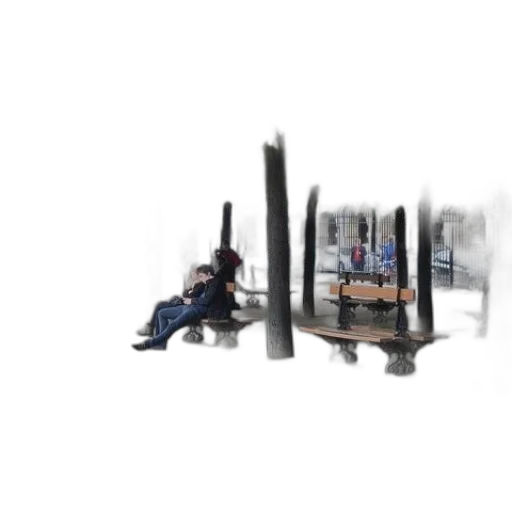 furniture, robot, concept art, 3d render, people, sitting, benches, under transparent PNG cut-out