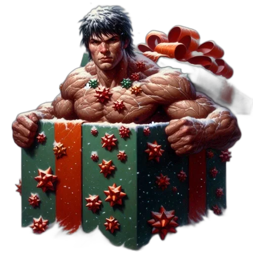 concept art, fantasy art, pixel art, comic book art, muscular, man, emerges, gift transparent PNG cut-out