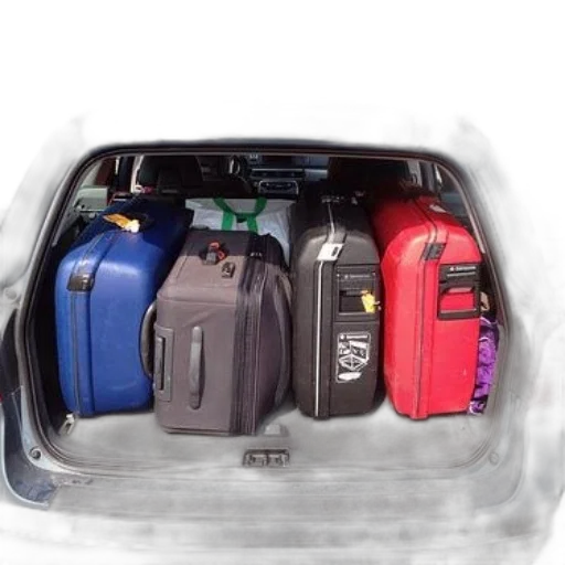 car, trunk, filled, various, suitcases, bags, ready, trip transparent PNG cut-out