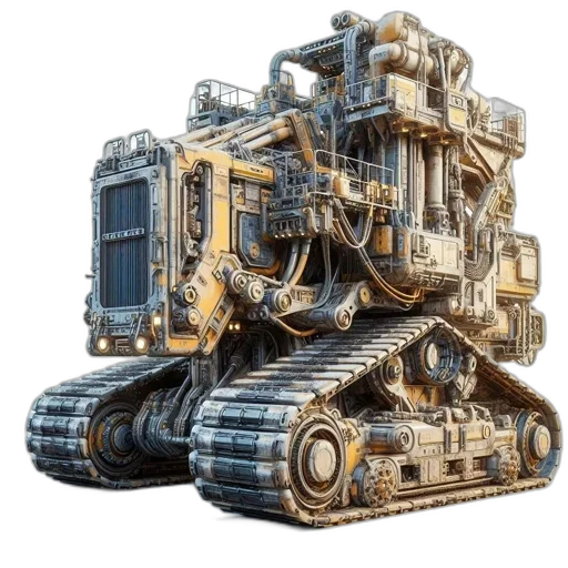 robot, car, weapon, concept art, 3d render, fantasy art, cyberpunk, industrial transparent PNG cut-out