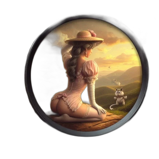hat, jewelry, staff, fantasy art, concept art, oil painting, photorealistic, sunset transparent PNG cut-out