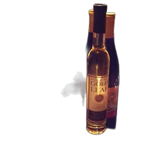 bottle, 3d render, photorealistic, gold, leaf, sits, counter, several transparent PNG cut-out
