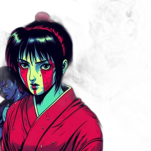 anime, comic book art, concept art, vaporwave, neon lights, fire, red, neon transparent PNG cut-out