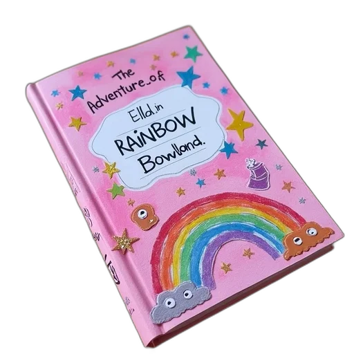handmade, book, pink, cover, titled, adventures, ella, rainbow-bowland transparent PNG cut-out