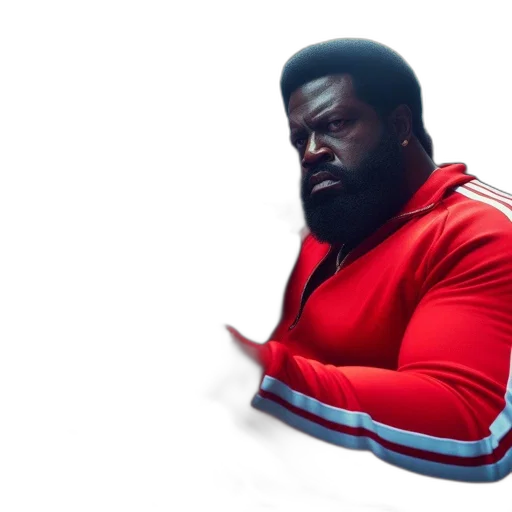 jacket, robot, face, hair, concept art, comic book art, 3d render, red transparent PNG cut-out