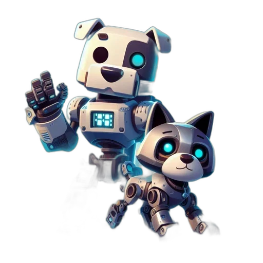 robot, concept art, 3d render, pixel art, fantasy art, futuristic, city, two transparent PNG cut-out