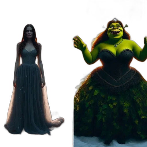 dress, creature, concept art, 3d render, fantasy art, comic book art, green, dark transparent PNG cut-out