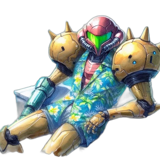 robot, weapon, concept art, vaporwave, watercolor, pixel art, pastel, colorful transparent PNG cut-out