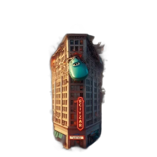 building, robot, bottle, mask, concept art, 3d render, cyberpunk, pixel art transparent PNG cut-out