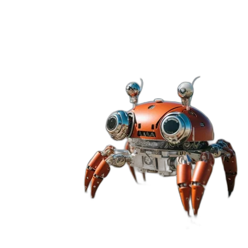 robot, creature, weapon, animal, concept art, 3d render, two, orange-colored transparent PNG cut-out