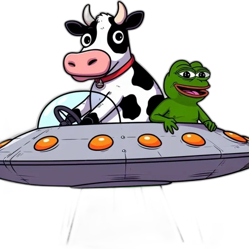 car, concept art, cartoon, pixel art, outer space, cow, frog, ride transparent PNG cut-out