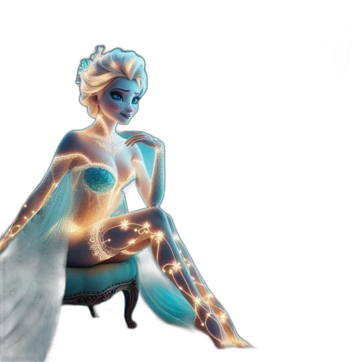 robot, dress, jewelry, concept art, 3d render, fantasy art, comic book art, blue transparent PNG cut-out