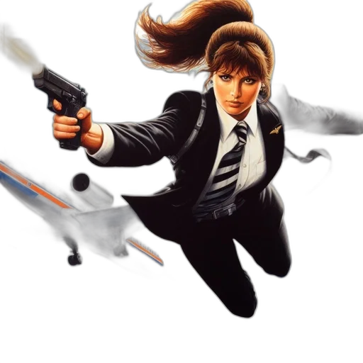 concept art, comic book art, pixel art, photorealistic, professional, woman, suit, tie transparent PNG cut-out