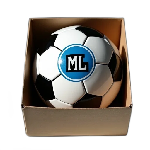 3d render, soccer, ball, black, white, pattern, displayed, box transparent PNG cut-out