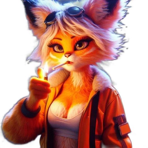 jacket, staff, animal, mask, concept art, cyberpunk, fantasy art, watercolor transparent PNG cut-out