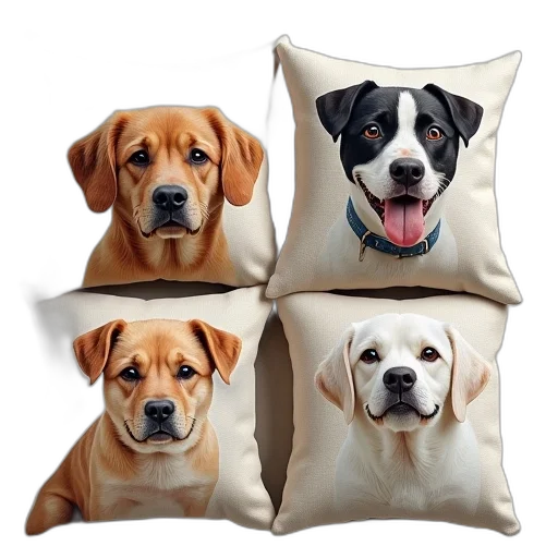 photorealistic, four, cute, dog transparent PNG cut-out