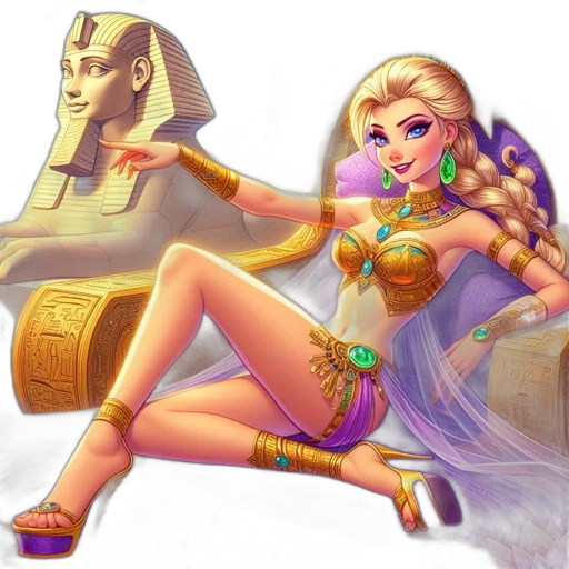 jewelry, fantasy art, concept art, pixel art, comic book art, golden, egyptian, queen transparent PNG cut-out