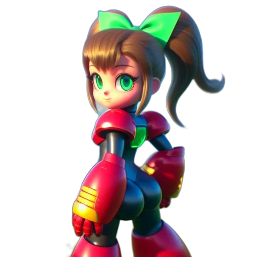 robot, weapon, staff, 3d render, concept art, pixel art, vaporwave, green transparent PNG cut-out