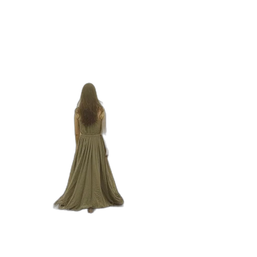 dress, staff, hair, creature transparent PNG cut-out