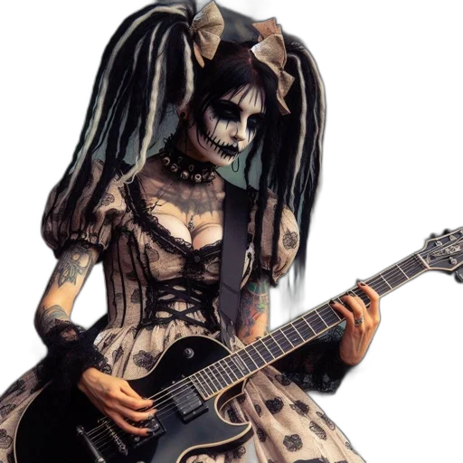 concept art, fantasy art, photorealistic, 3d render, gothic-styled, performer, white, streaked transparent PNG cut-out