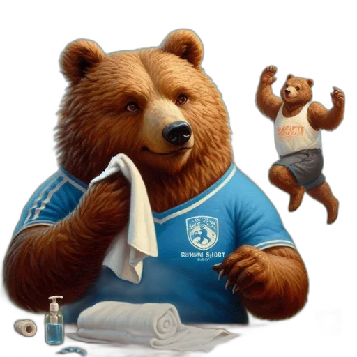 animal, staff, concept art, photorealistic, fantasy art, two, anthropomorphic, bears transparent PNG cut-out