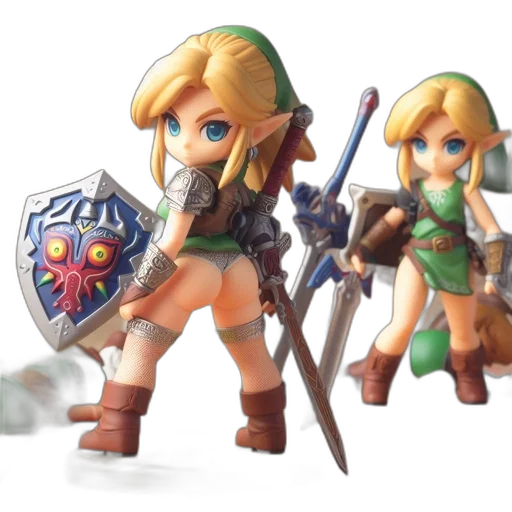 weapon, 3d render, concept art, fantasy art, pixel art, green, two, figurines transparent PNG cut-out