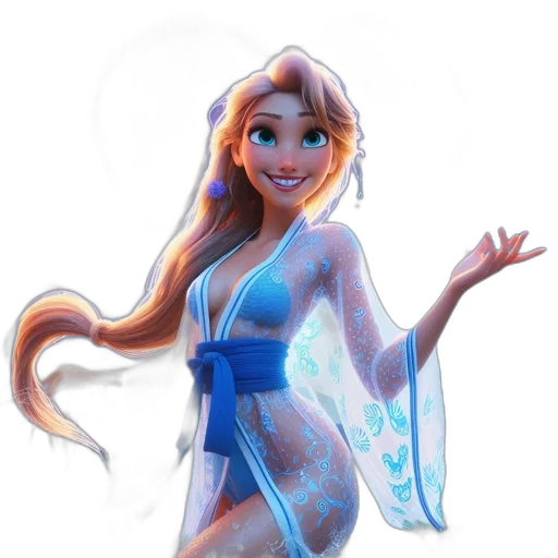 dress, concept art, fantasy art, 3d render, cartoon, blue, female, animated transparent PNG cut-out
