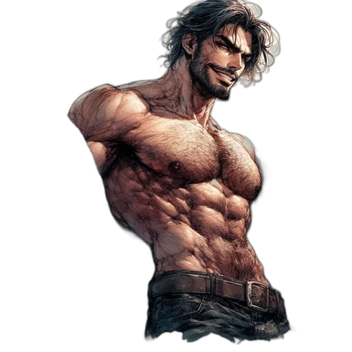 comic book art, concept art, fantasy art, photorealistic, athletic, man, flowing, locks transparent PNG cut-out