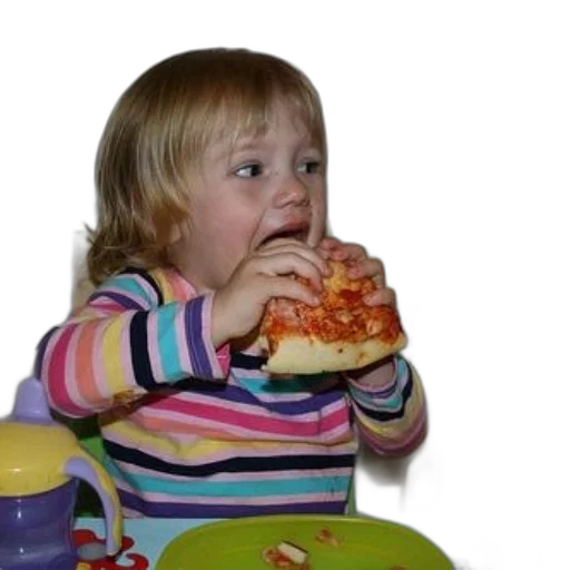 food, face, creature, child, striped, shirt, eating, slice transparent PNG cut-out