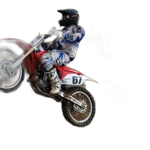 photorealistic, 3d render, concept art, pixel art, motocross, rider, action, dirt transparent PNG cut-out