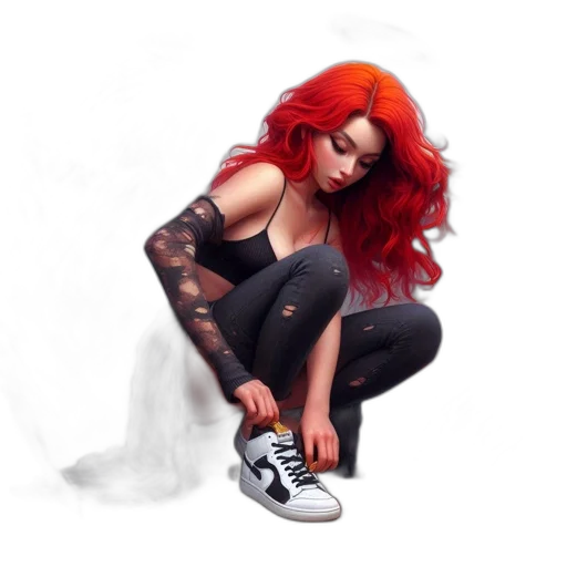 shoes, photorealistic, pixel art, concept art, cartoon, fire, red, woman transparent PNG cut-out