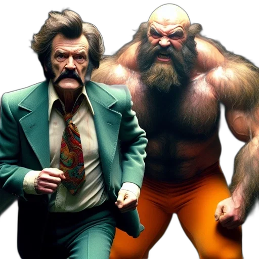 concept art, comic book art, fantasy art, man, suit, large, muscular, beard transparent PNG cut-out
