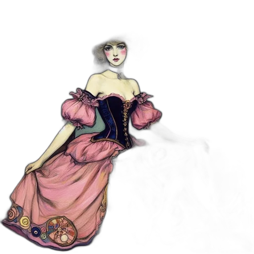 dress, jewelry, hat, concept art, fantasy art, watercolor, photorealistic, dark transparent PNG cut-out
