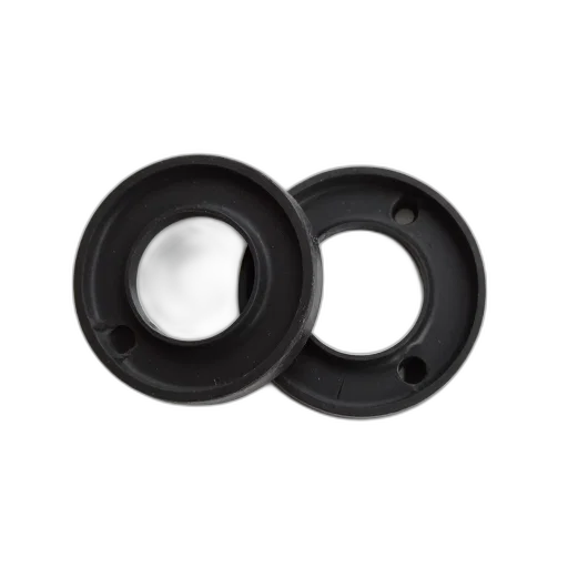 jewelry, two, black, rubber, grommets, displayed, against, white transparent PNG cut-out