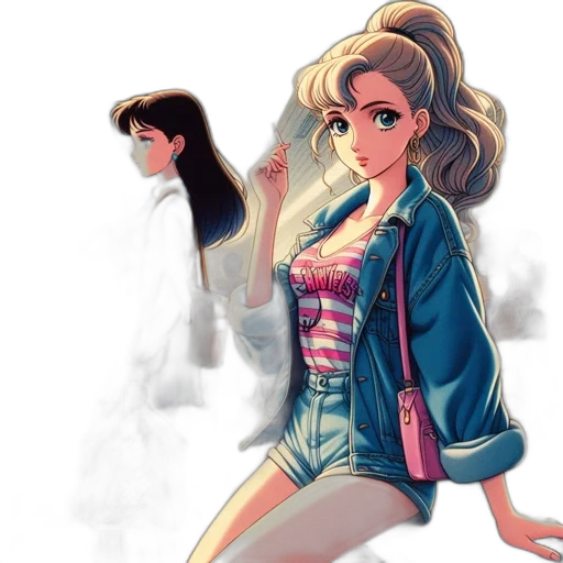 jacket, dress, concept art, comic book art, anime, cartoon, neon lights, fog transparent PNG cut-out
