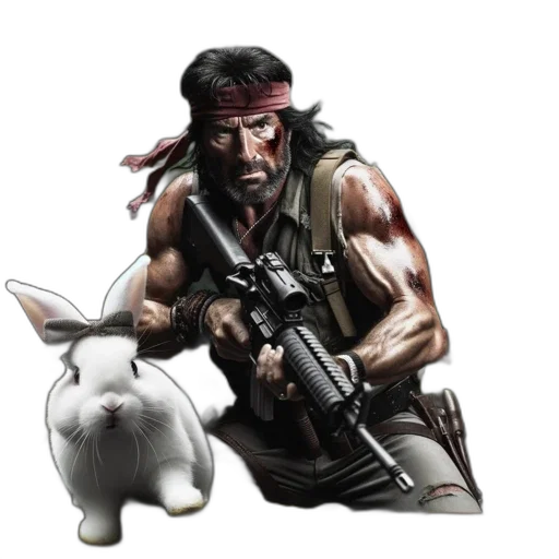 weapon, animal, concept art, comic book art, cyberpunk, pixel art, rugged, man transparent PNG cut-out