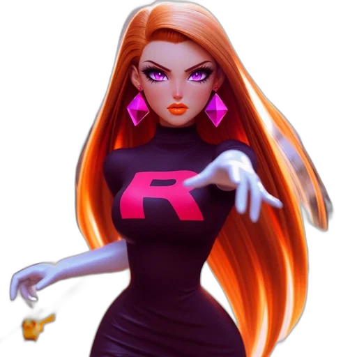 dress, concept art, 3d render, cartoon, comic book art, neon, animated, character transparent PNG cut-out