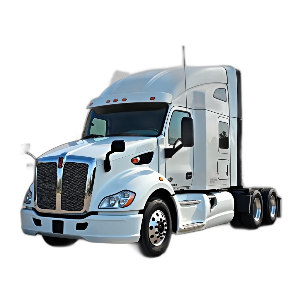 photorealistic, 3d render, concept art, white, semi-truck, text, pride, truck transparent PNG cut-out