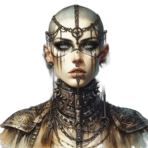 robot, face, mask, jewelry, concept art, fantasy art, cyberpunk, comic book art transparent PNG cut-out